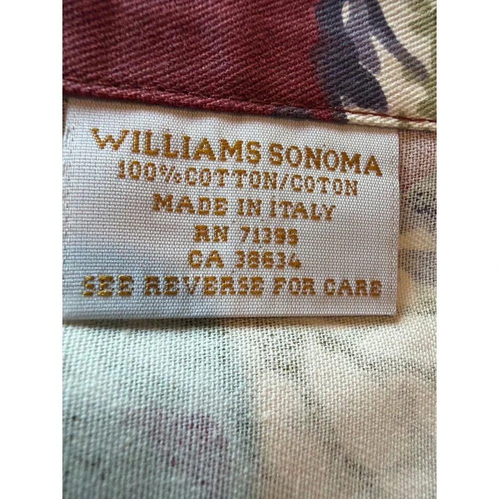 Williams Sonoma Grape Vine Cloth Napkins Set of 4 Burgundy Cotton Made in Italy